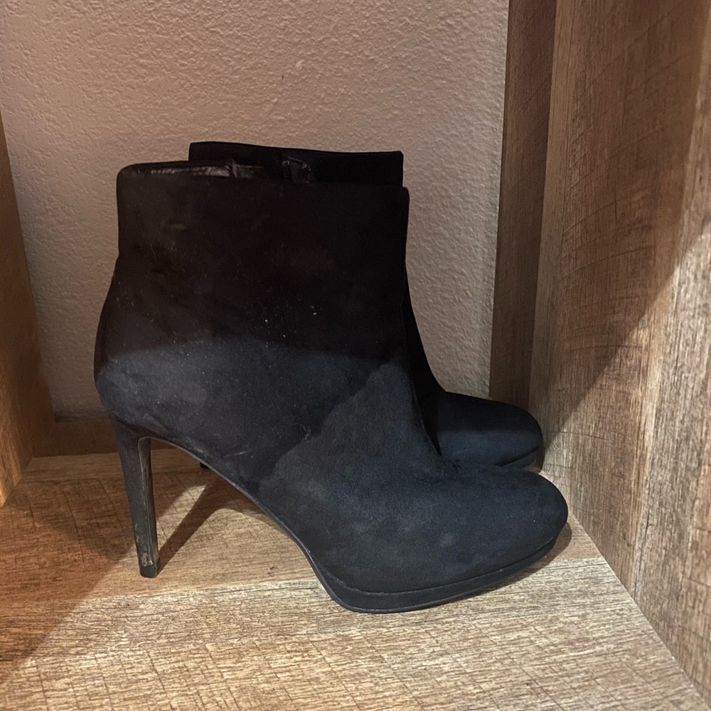 Suede black platform booties
